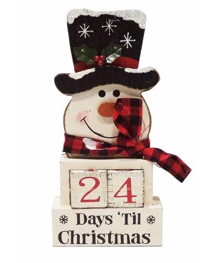 Χριστουγεννιάτικο ημερολόγιο 26*12,5*4,5 εκ. χιονάνθρωπος ξύλο 30-44